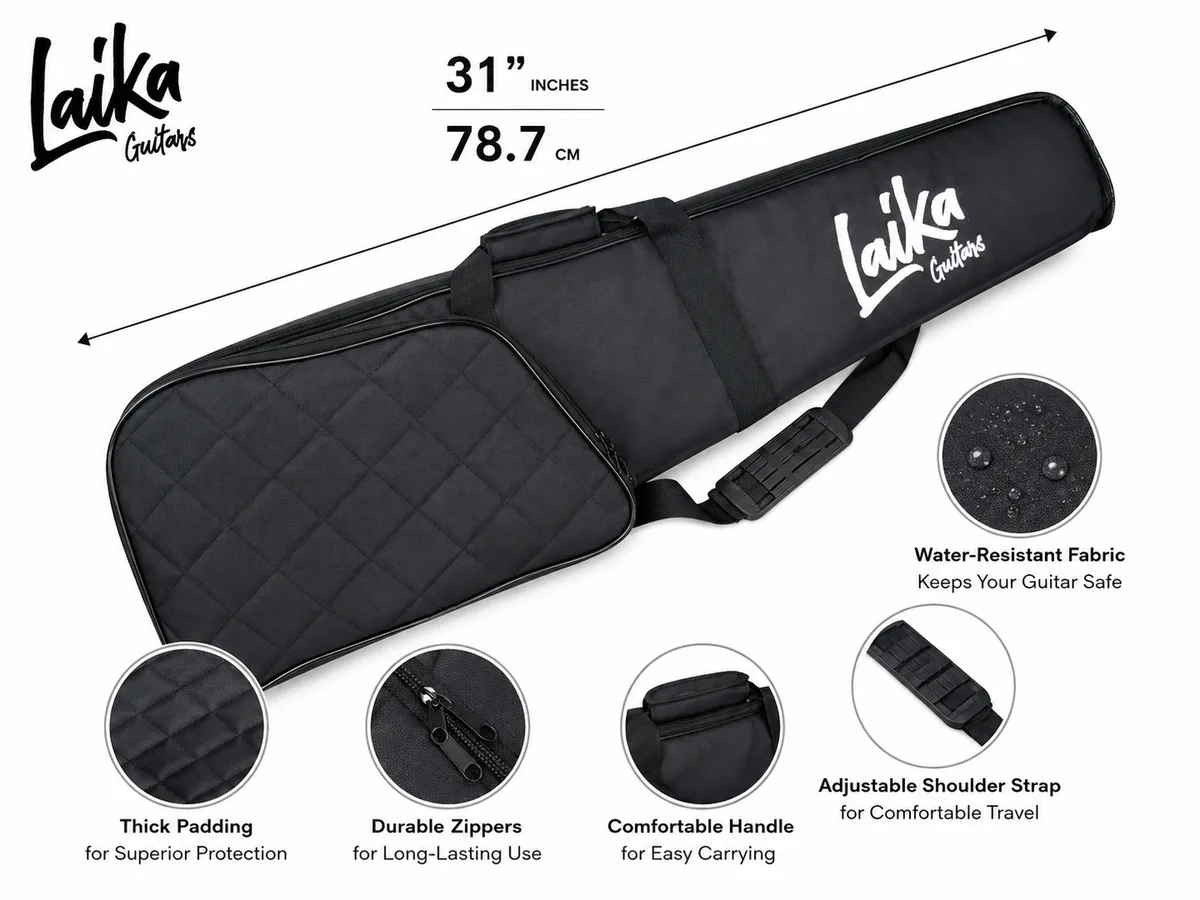 Laika padded gig bag: 31 inches (78.7 cm), thick padding, water-resistant fabric, adjustable shoulder strap